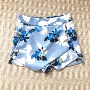 Aqua floral wrap skort